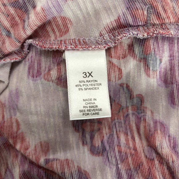 LOGO by Lori Goldstein Tunic Top Women 3X Purple Floral Printed Slub Knit Peplum - Picture 10 of 13
